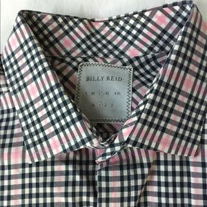 (L) Billy Reid Dress Shirt. Pink/Black/White.
